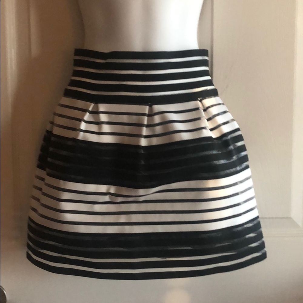 San Joy Black and White Striped Mini Skirt